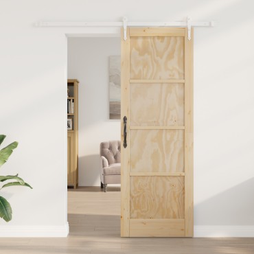 vidaXL Συρόμενη Πόρτα με Σετ Εξαρτημάτων 73.5x211 εκ. Μασίφ Ξύλο Πεύκου