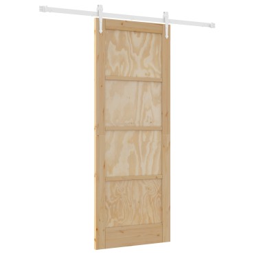vidaXL Συρόμενη Πόρτα με Σετ Εξαρτημάτων 78x202 εκ. Μασίφ Ξύλο Πεύκου