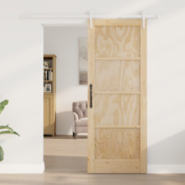 vidaXL Συρόμενη Πόρτα με Σετ Εξαρτημάτων 78x202 εκ. Μασίφ Ξύλο Πεύκου