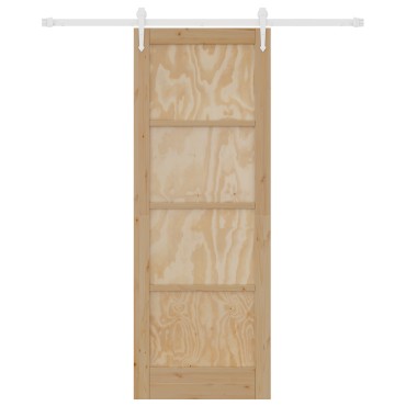 Συρόμενη Πόρτα vidaXL με Σετ Εξαρτημάτων 78x211 cm Συμπαγές Ξύλο Πεύκου, Εσωτερική Πόρτα vidaXL 'ORKDAL'78x211x4 cm Συμπαγές Ξύλο Πεύκου