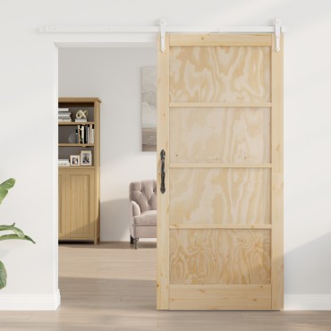 vidaXL Συρόμενη Πόρτα με Σετ Υλικών 93x202 εκ. Μασίφ Ξύλου Πεύκου