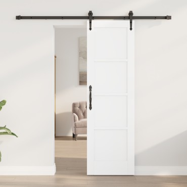 vidaXL Συρόμενη Πόρτα με Σετ Υλικών Λευκή 61x198.5 εκ. Στερεό Ξύλο Πεύκου