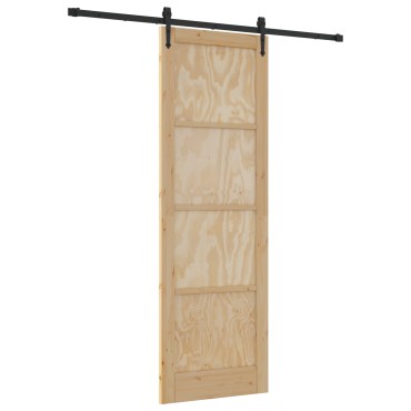 vidaXL Συρόμενη Πόρτα με Σετ Εξαρτημάτων 78x232 cm Μασίφ Ξύλο Πεύκου