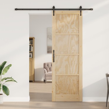 vidaXL Συρόμενη Πόρτα με Σετ Εξαρτημάτων 78x232 cm Μασίφ Ξύλο Πεύκου