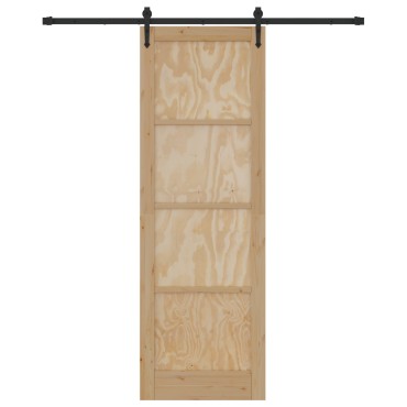 vidaXL Συρόμενη Πόρτα με Σετ Εξαρτημάτων 78x232 cm Μασίφ Ξύλο Πεύκου