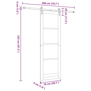 vidaXL Συρόμενη Πόρτα με Σετ Χ Hardware Λευκή 78x232 εκ. Συμπαγής Ξύλινη Πεύκου