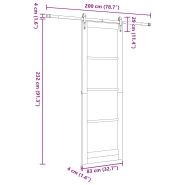 Συρόμενη Πόρτα vidaXL με Σετ Υλικών Λευκό 83x232 cm Στερεό Ξύλο Πεύκου, Εσωτερική Πόρτα vidaXL 'ORKDAL' Λευκή 83x232x4 cm Στερεό Ξύλο Πεύκου