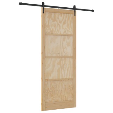 vidaXL Συρόμενη Πόρτα με Σετ Εξαρτημάτων 93x232 cm Μασίφ Ξύλο Πεύκου