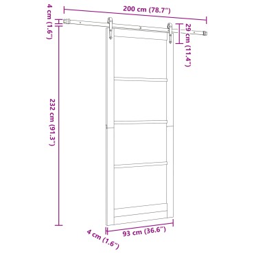 vidaXL Συρόμενη Πόρτα με Σετ Εξαρτημάτων 93x232 cm Μασίφ Ξύλο Πεύκου