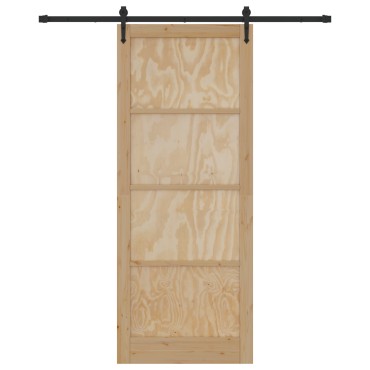 vidaXL Συρόμενη Πόρτα με Σετ Εξαρτημάτων 93x232 cm Μασίφ Ξύλο Πεύκου