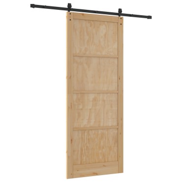 vidaXL Συρόμενη Πόρτα με Σετ Εξαρτημάτων 93x232 cm Μασίφ Ξύλο Πεύκου