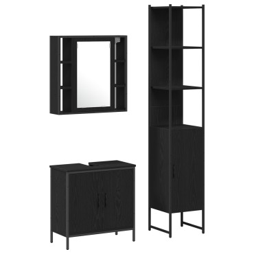 Ντουλάπα Νιπτήρα Μπάνιου vidaXL Μαύρο Δρυ 60x30x60cm Επεξεργασμένο Ξύλο, Ντουλάπα Μπάνιου vidaXL Μαύρο Δρυ 33x33x185.5cm Επεξεργασμένο Ξύλο