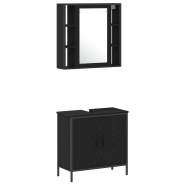Ντουλάπα Νιπτήρα Μπάνιου vidaXL Μαύρο Δρυ 60x30x60cm Επεξεργασμένο Ξύλο, Ντουλάπα Μπάνιου vidaXL Μαύρο Δρυ 33x33x185.5cm Επεξεργασμένο Ξύλο