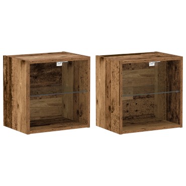 Floating Shelf 2 τεμ. Παλαιό ξύλο 40x28.5x40cm Επεξεργασμένο ξύλο