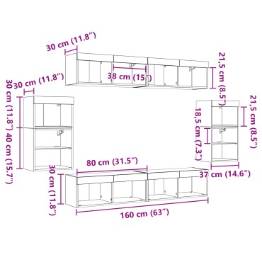 vidaXL Κρεμαστά ράφια 2 τεμ. Μαύρη βελανιδιά 40x28,5x40cm Ξύλο Επεξεργασμένης