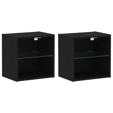 vidaXL Κρεμαστά ράφια 2 τεμ. Μαύρη βελανιδιά 40x28,5x40cm Ξύλο Επεξεργασμένης