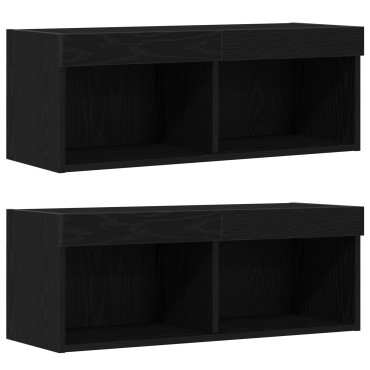 vidaXL Κρεμαστά ράφια 2 τεμ. Μαύρη βελανιδιά 40x28,5x40cm Ξύλο Επεξεργασμένης