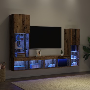 vidaXL Κάθισμα Τηλεόρασης με LED Φώτα Φθαρμένο Ξύλο 40.5x30x102cm