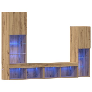vidaXL Ντουλάπι Τηλεόρασης με LED Φώτα Κομψή Οξυά 40.5x30x102 εκ