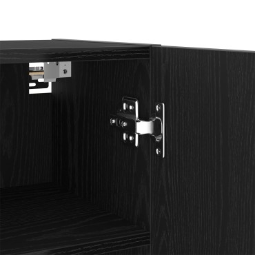 vidaXL LED Ντουλάπα TV Μαύρη Δρυς 30.5x30x102cm Μηχανικά Φτιαγμένη Ξύλινη