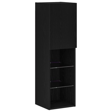 vidaXL LED Ντουλάπα TV Μαύρη Δρυς 30.5x30x102cm Μηχανικά Φτιαγμένη Ξύλινη