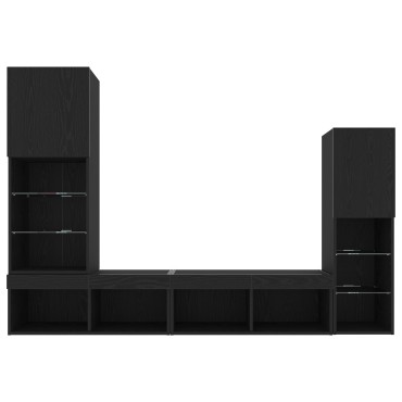 vidaXL LED Ντουλάπα TV Μαύρη Δρυς 30.5x30x102cm Μηχανικά Φτιαγμένη Ξύλινη