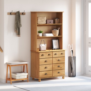 vidaXL Ντουλάπα 'ASKIM' Καφέ 91x40x183cm Μασίφ Ξύλο Πεύκου 1 τεμ.