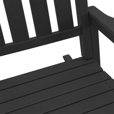 Σετ Καθιστικού Κήπου vidaXL 3 τεμ. Μαύρο HDPE, Κουνιστή Καρέκλα vidaXL Μαύρη 70x92x108cm HDPE, Πλευρικό Τραπέζι vidaXL Μαύρο 38x38x45cm HDPE