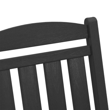 Σετ Καθιστικού Κήπου vidaXL 3 τεμ. Μαύρο HDPE, Κουνιστή Καρέκλα vidaXL Μαύρη 70x92x108cm HDPE, Πλευρικό Τραπέζι vidaXL Μαύρο 38x38x45cm HDPE