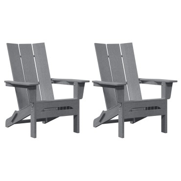 vidaXL Πτυσσόμενες Καρέκλες Adirondack 2 τεμ. Ανοιχτό Γκρι 74.5x80.5x90cm HDPE