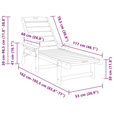 vidaXL Ξαπλώστρα 2 τεμ. Πολυαιθυλένιο Μαύρο 195,5x53x98,5cm