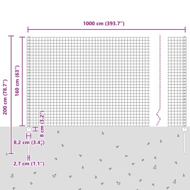 vidaXL Ευρωπαϊκό Φράχτη με 10 U Πόδια Γκρι 1,6x10 μ Ατσάλι