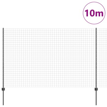 vidaXL Ευρωπαϊκό Φράχτη με 10 U Πόδια Γκρι 1,6x10 μ Ατσάλι