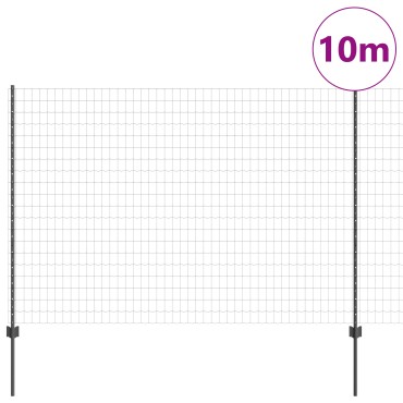 vidaXL Ευρωπαϊκή ΦENCE με 10 Στυλίες Γκρι 1,5x10 μ. Ατσάλι