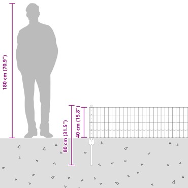vidaXL Ευρωπαϊκός Φράκτης με 5 Πόλους Γκρι 0,4x10 μ Μέταλλο