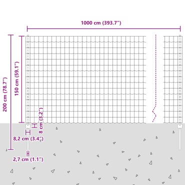 vidaXL Φράχτης Euro με 10 U Πόδια Γκρι 1.5x10 μ Χάλυβα