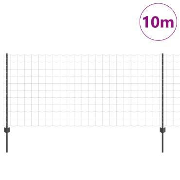 vidaXL Περίφραξη Euro με Στήλη 10x1 m PVC-Επικαλυμμένο Ατσάλι Γκρι