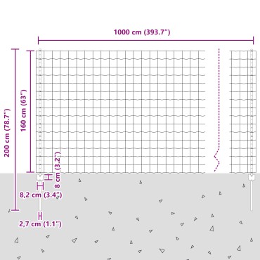 vidaXL Ευρωπαϊκή Περίφραξη με 10 U Posts Γκρι 1.6x10 μ Ατσάλι