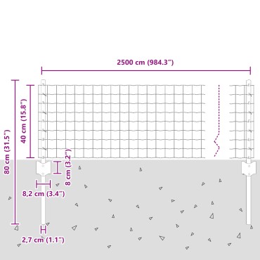 vidaXL Φράκτης Euro με 11 U Posts Γκρι 0.4x25 μ Ατσάλι