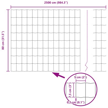 vidaXL Ευρωπαϊκό Φράχτη με 11 Στυλοβάτες Γκρι 0,8x25 μ Ατσάλι
