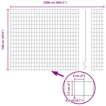 vidaXL Φράκτης Euro με 22 Στήλες Γκρι 1x25 μ Ατσάλι
