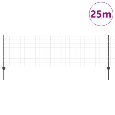 vidaXL Περίφραξη Euro με Στήλη 25x0,8 m PVC-Επικαλυμμένο Ατσάλι Γκρι
