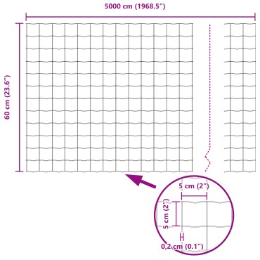 vidaXL Ευρωπαϊκό Φράχτη με 22 U Posts Γκρι 0,6x50 μ Μέταλλο