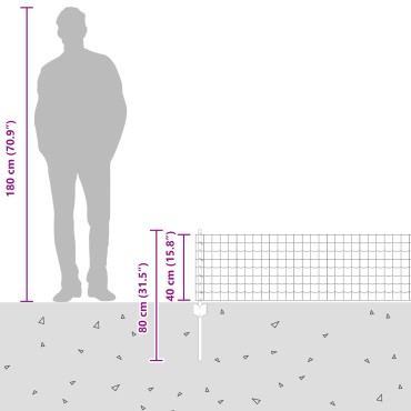 vidaXL Ευρωπαϊκό Κάγκελο με 22 Καλάμια Γκρι 0,4x50 μ Ατσάλι