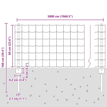 vidaXL Ευρωπαϊκός Φράχτης με 22 Στύλους Γκρι 0,6x50 μ Μέταλλο