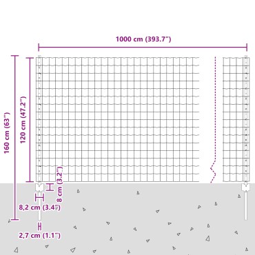 vidaXL Ευρωπαϊκός φράχτης με 10 στήλες Γκρι 1,2x10 μ Ατσάλι
