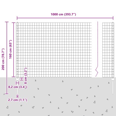 vidaXL Ευρωπαϊκός Φράχτης με 10 Πόδια Γκρι 1,6x10 μ Ατσάλι