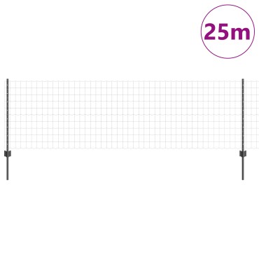 vidaXL Ευρωπαϊκός Φράκτης με 11 Στελέχη Γκρι 0,8x25 μ Ατσάλι