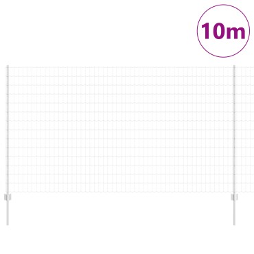 vidaXL Ευρωπαϊκό Φράχτη με 10 Πόλους Ασημί 1,4x10 μ Χάλυβας