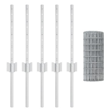 vidaXL Ευρωπαϊκό Φράχτη με 5 Στηρίγματα Ασήμι 0,4x10 μ Χάλυβας